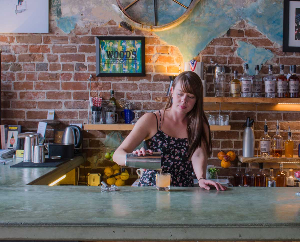 Bartender at Wood's High Mountain Distillery in Salida