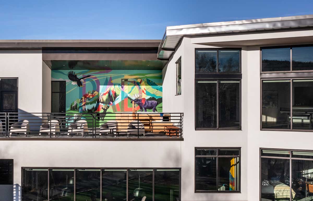 The Pad in Silverthorne features an outdoor hot-tub deck with a colorful mural.