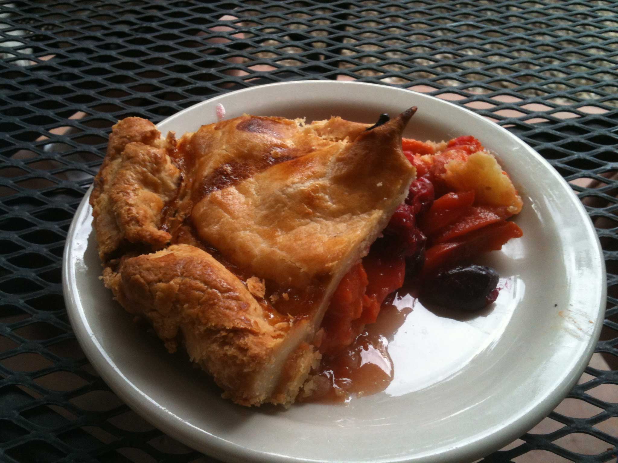 apricot cherry pie at delicious orchards photo