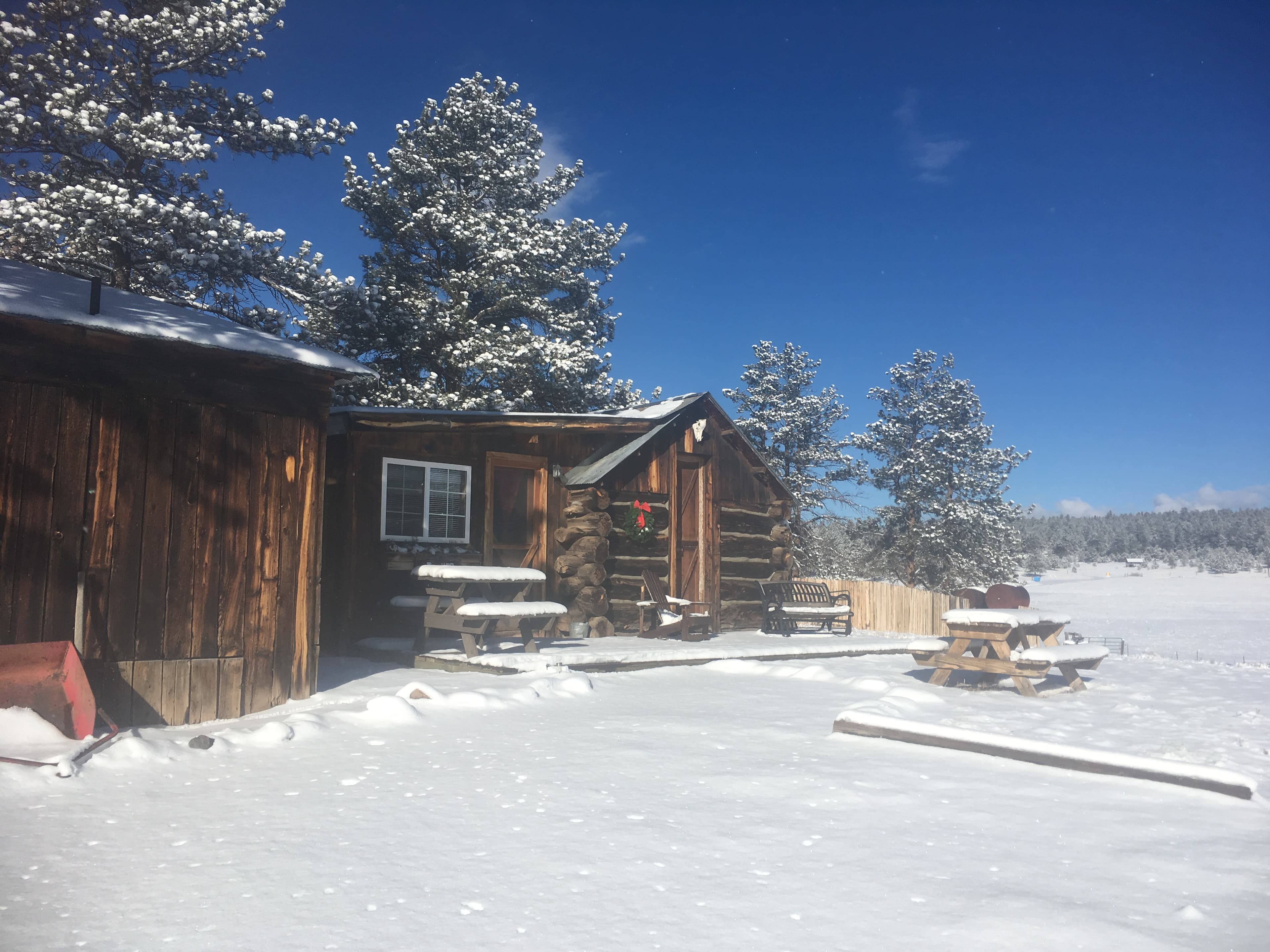 winter cabin stay photo