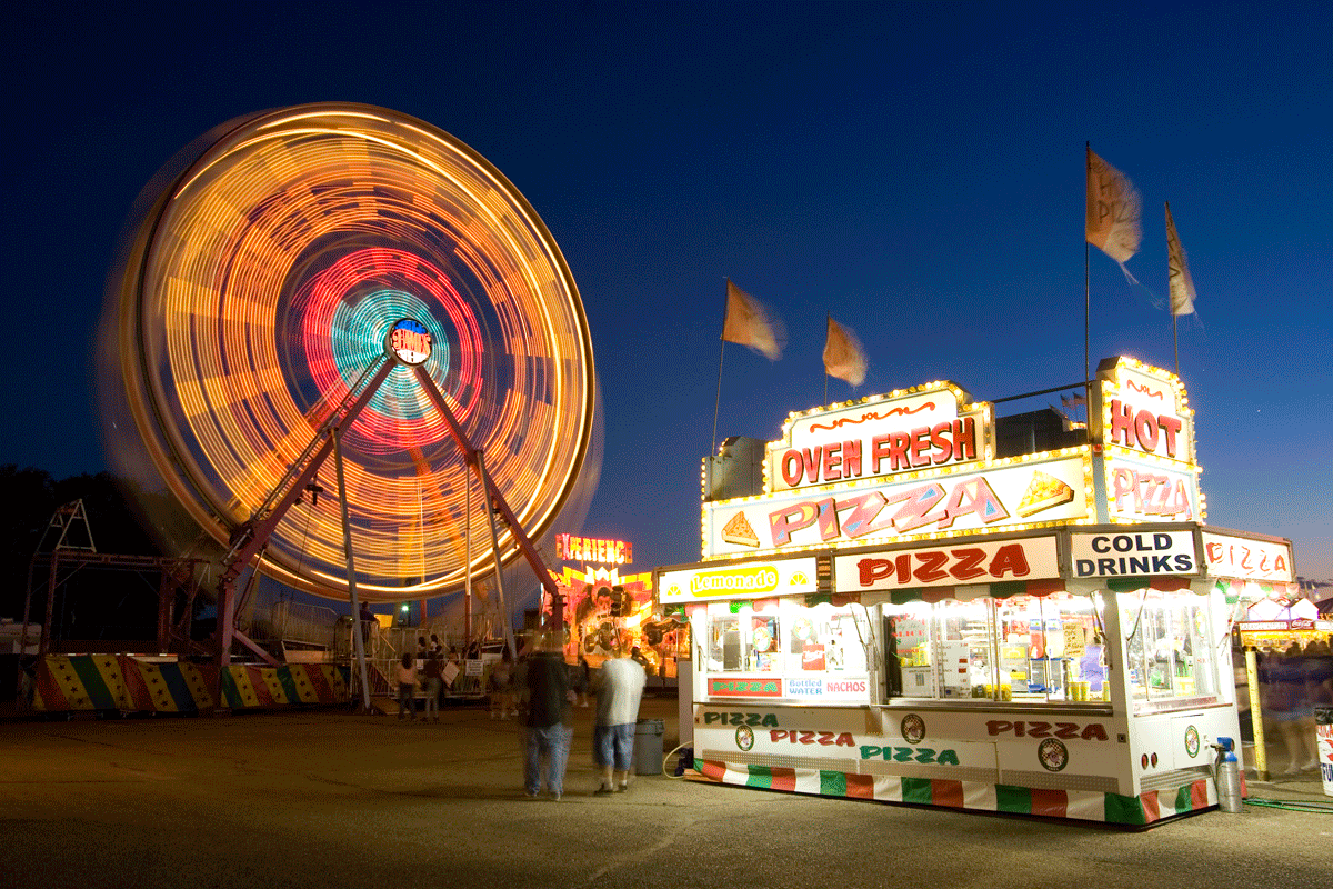 Rides and fair food at the Colorado State Fair in Pueblo, CO