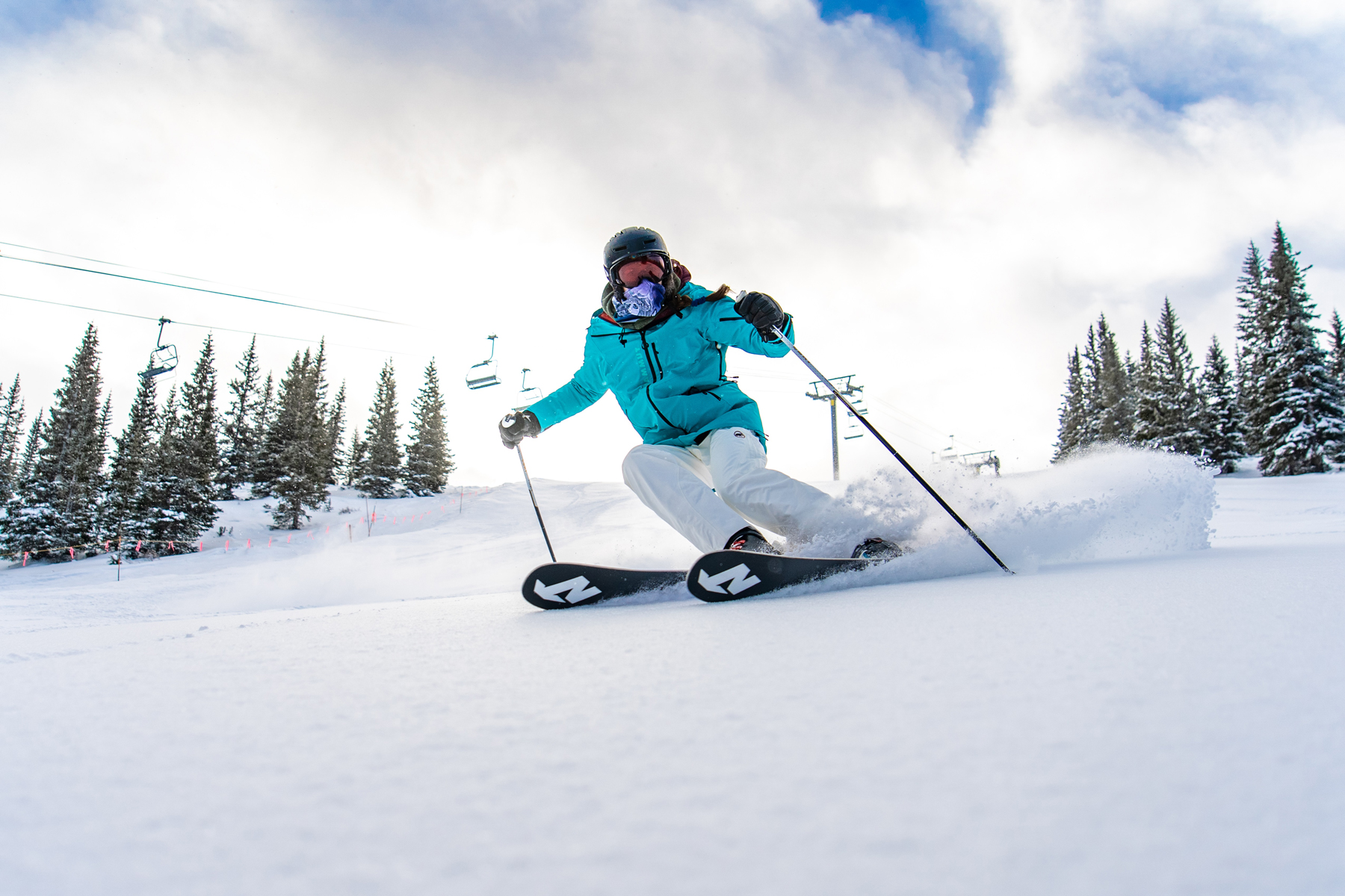 A person skiing at Copper Mountain — just 7 minutes from Frisco, Colorado