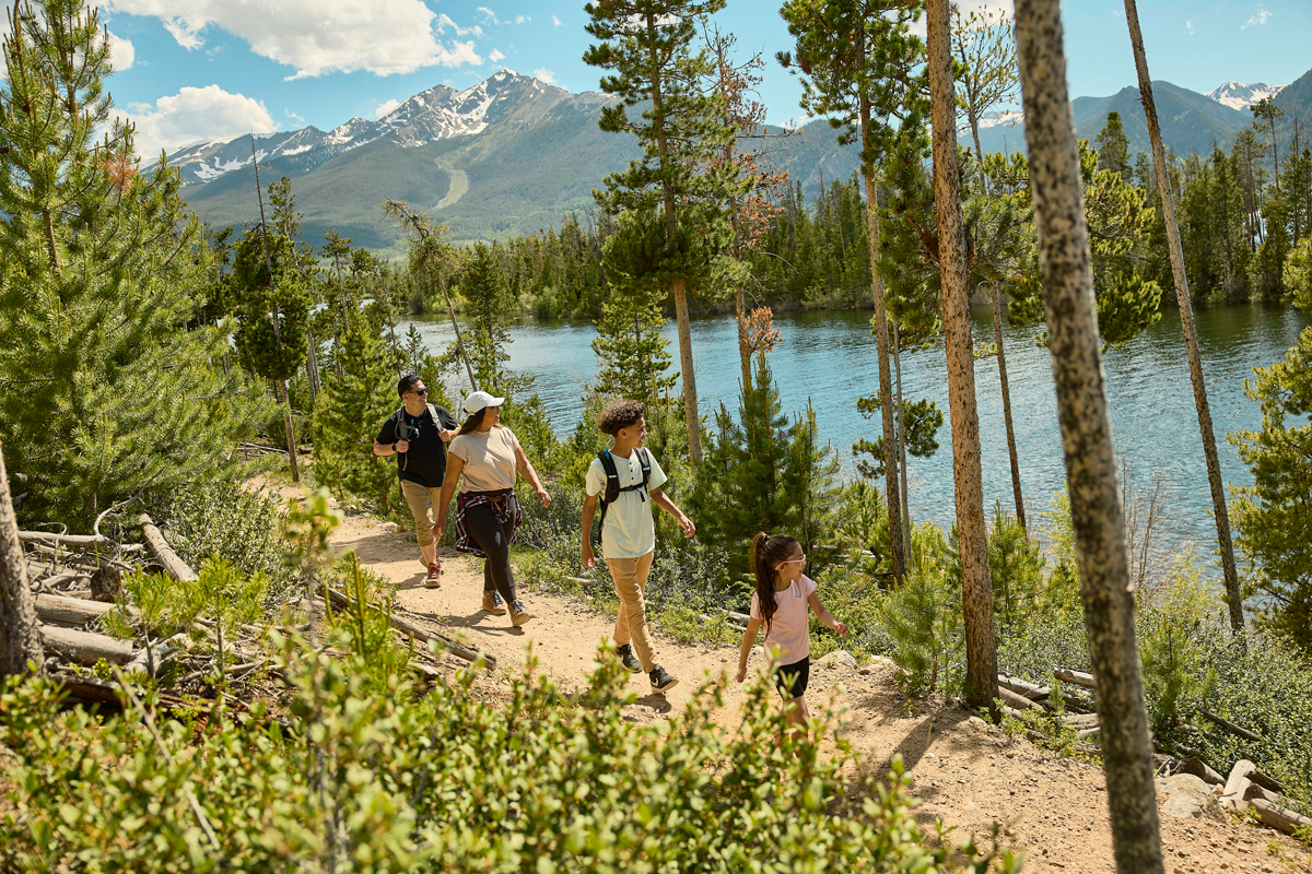 A group of people hiking at Frisco Adventure Park in Frisco, Colorado