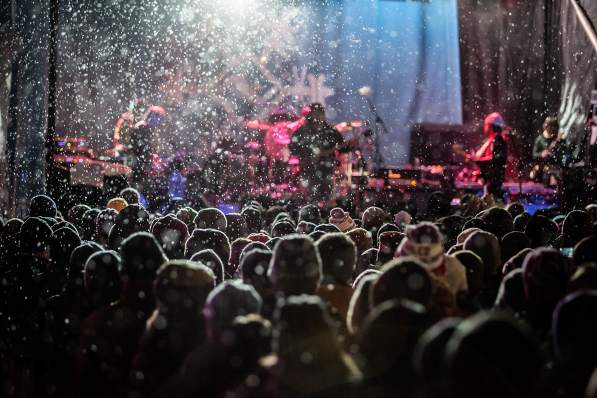 outdoor concert during winter at night