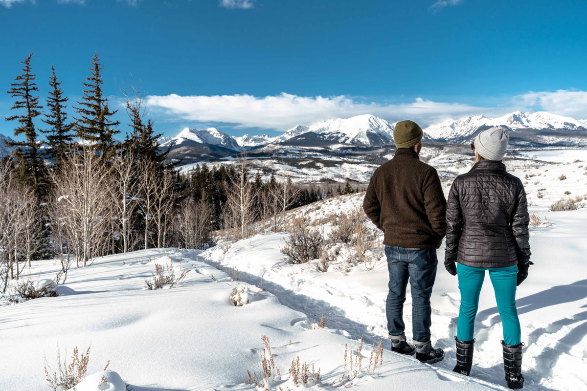 Winter hiking and admiring the frozen mountains