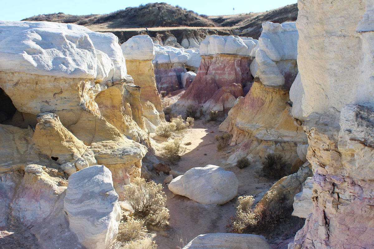 Colorful rock formations at Paint Mines Interpretive Park in Colorado