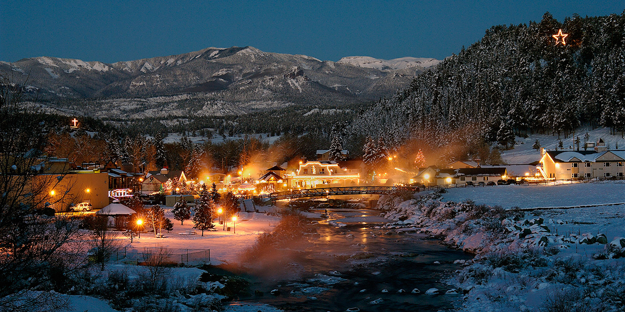 Pagosa Springs glows at night from afar
