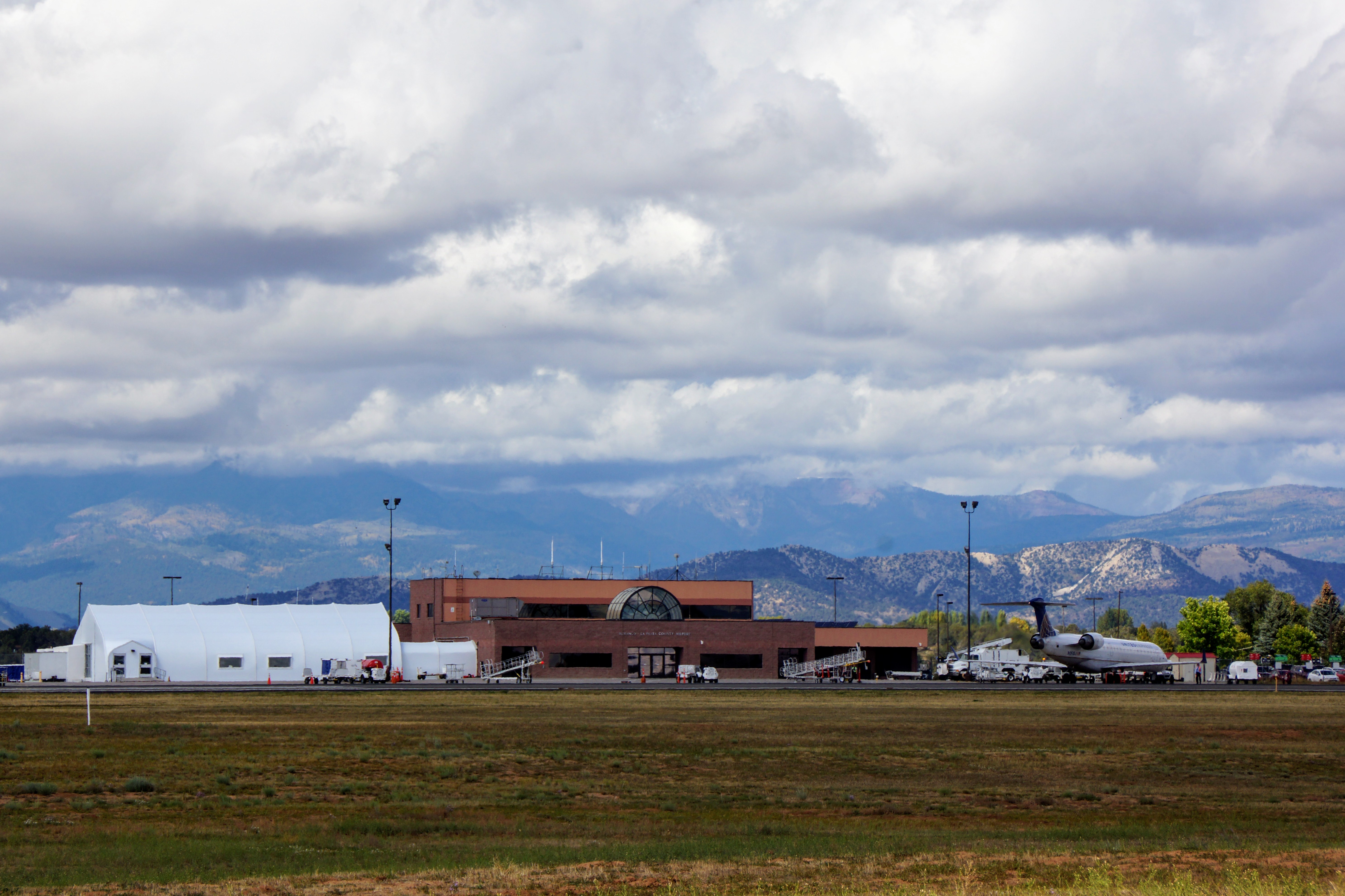the durango - la plata county airport with the la plata mountains in the background photo