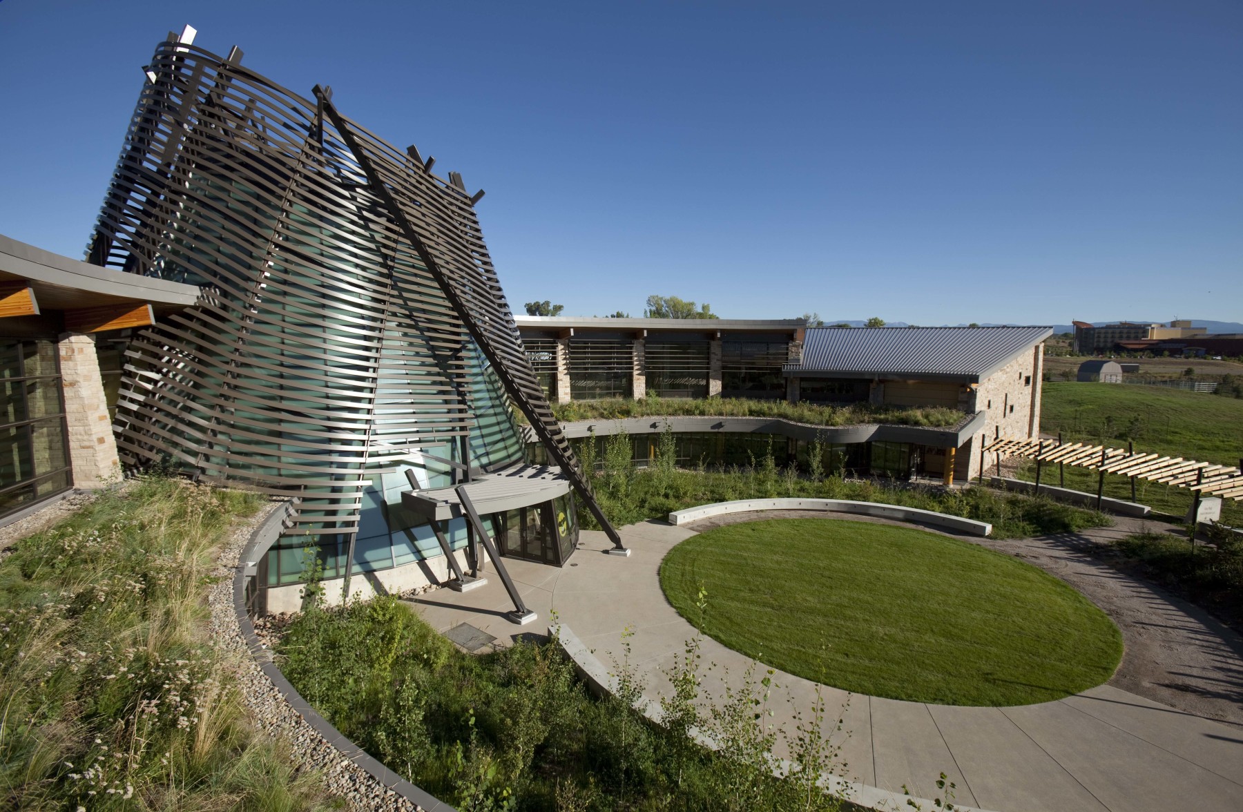 the southern ute cultural center and museum grass deck photo photo