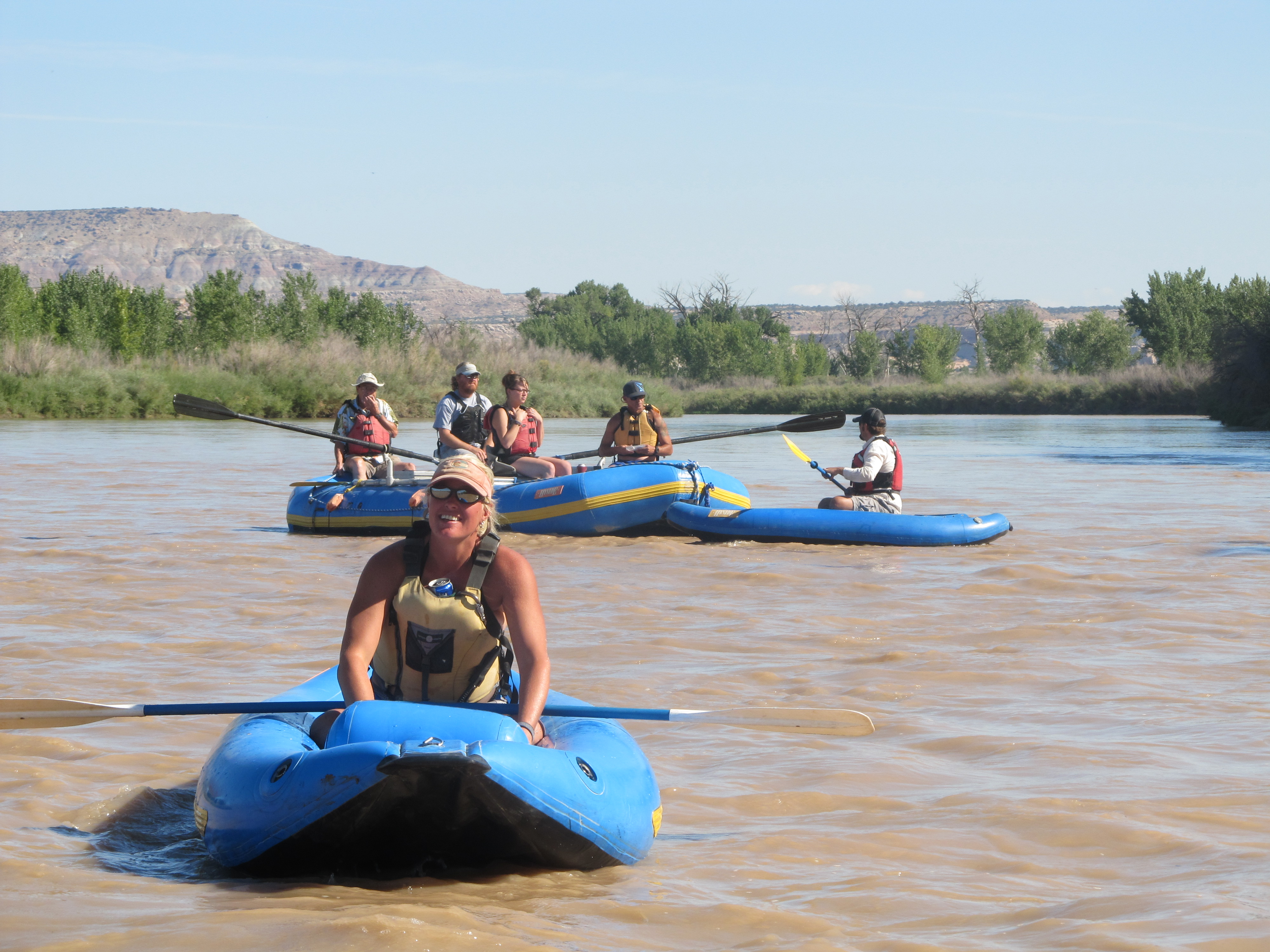duckies and rafts on colorado river photo