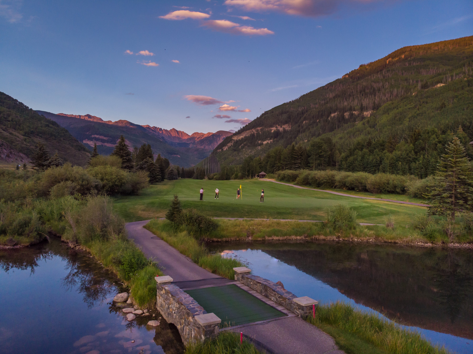 alpenglow on the gore range from vail golf club photo